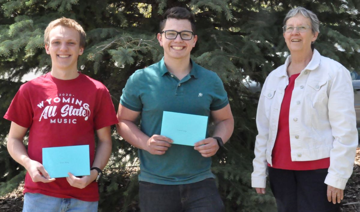 2020 Scholarship Winners - Joseph Maisey, Immanuel Lange, and Former ECOC President Becky Olson