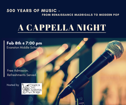 A Cappella Night poster featuring microphone images