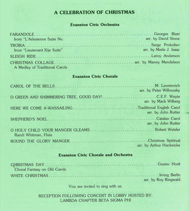 Evanston Civic Chorale - December 1988 - Celebration of Christmas 2