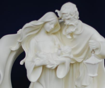The Holy Family carved into alabaster as one statue